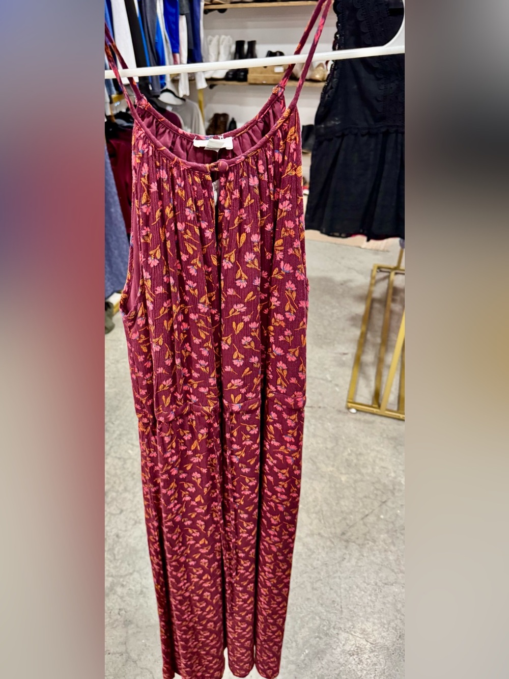 dip Burgundy Maxi Skirt with Pink & Mustard Floral Print